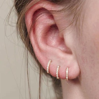 Kit 3 Pares Brinco Trio Com 3 Argolas 6mm 8mm 10 mm Feminino Cravejada Na Zircônia bijuteria Dourado Prata Fashion Top Promação Pronta Entrega