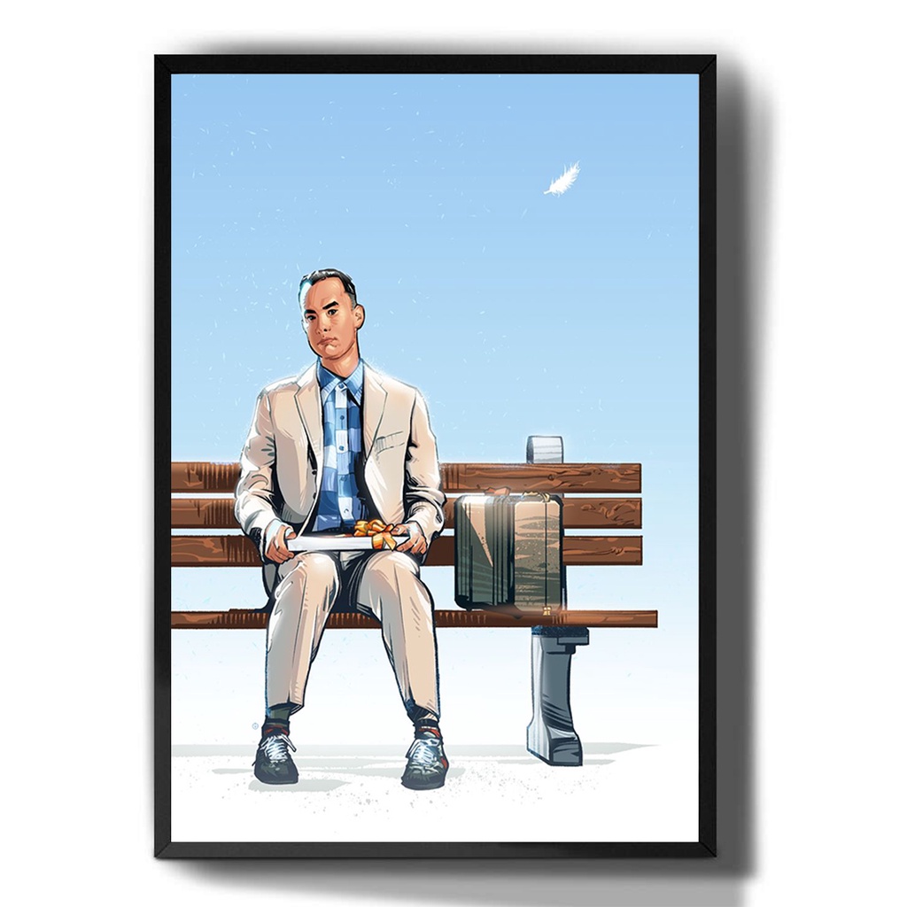 Quadro Decorativo Emoldurado Desenho Arte Forrest Gump Filme Para Sala Quarto Shopee Brasil