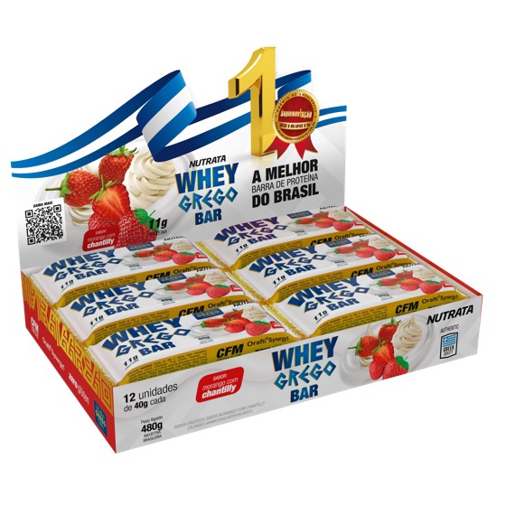 Whey Grego Bar Morango Com Chantilly 40g – Nutrata Cx 12und