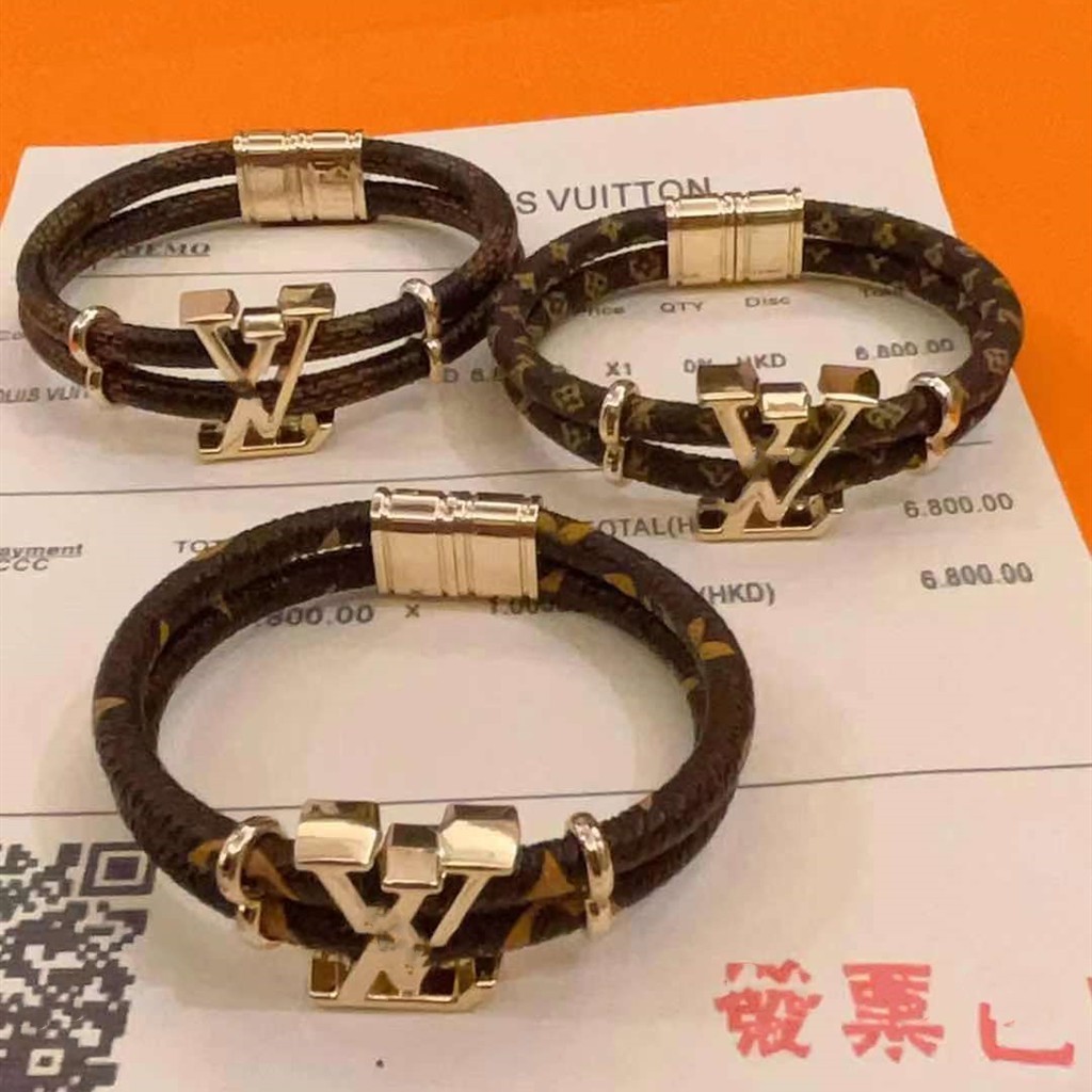 COD&Readystock】Korean style LV leather bracelet fashion jewelry