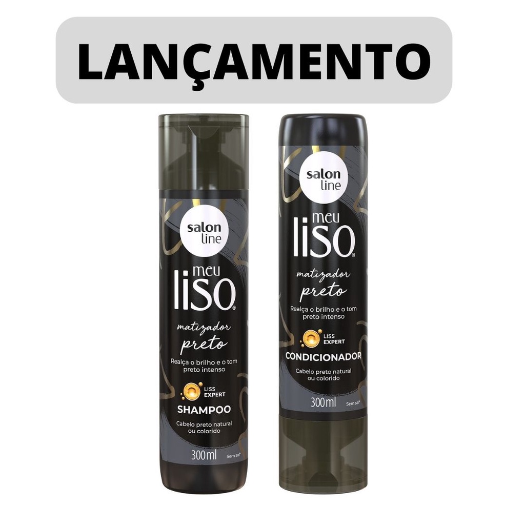 Shampoo + condicionador Matizador Preto salon line Meu Liso 300ml ...