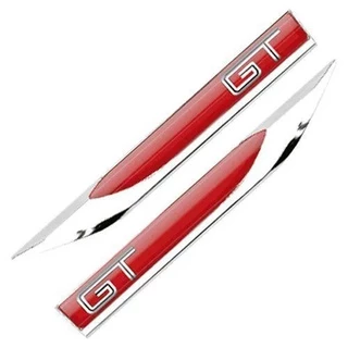 PAR Adesivo para Carro GT Branco Plástico Injetado Cromado Fundo Vermelho