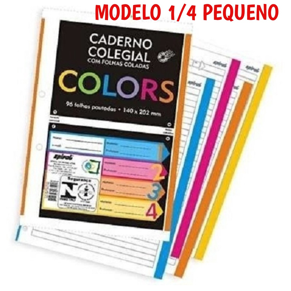 Bloco 96 Folhas Fichário 1/4 A5 Pequeno Pautada Com Borda Colorida 4 Furos