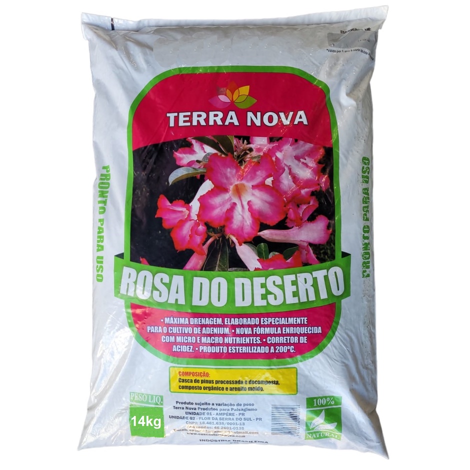 Substrato Para Rosa do Deserto Terra Nova - 14kg Saca Grande Pronto Uso