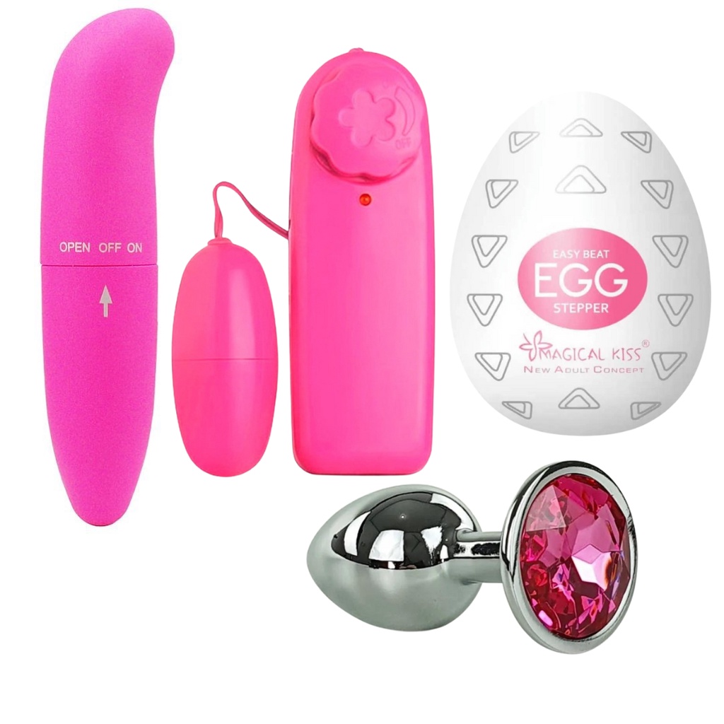 Kit Vibrador Feminino Ponto G Plug Anal Egg Masturbador Masculino Vibrador Bullet Sex Shop 6254
