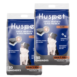 Combo 2x Tapete Higienico Super Premium Carvão Ativado Huspet - 30 Unidades