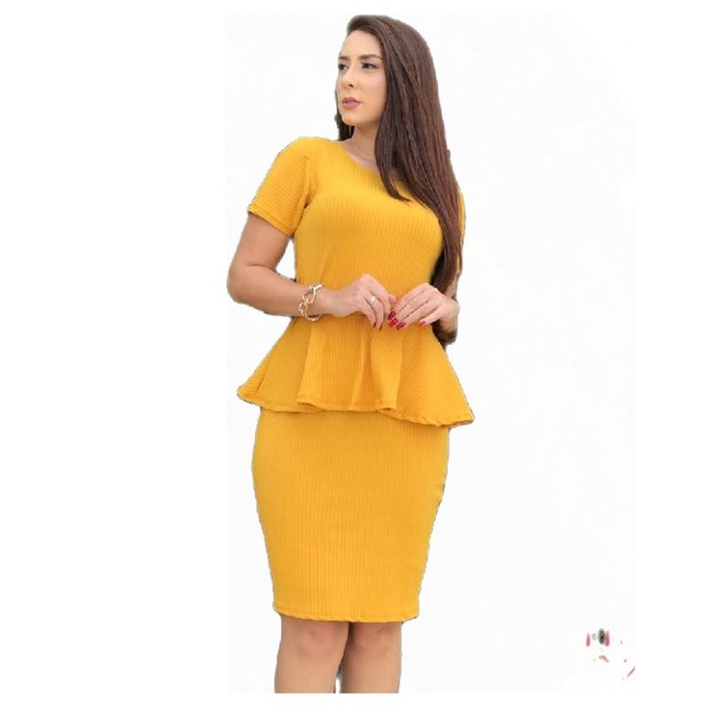 Vestido Feminino Plus Size Peplum (Disponível do G1 ao G4) 