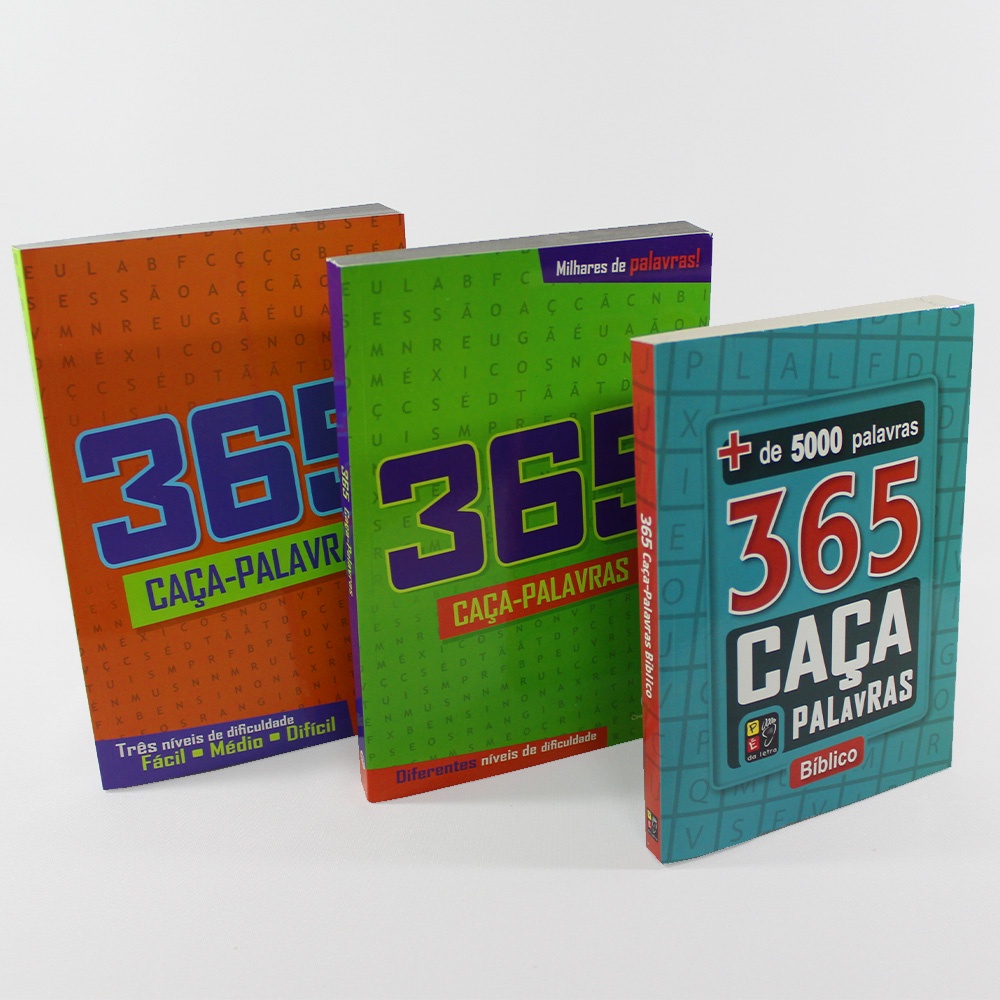 Kit 6 Livros 365 Caça Palavras + Bíblico, Frete Grátis