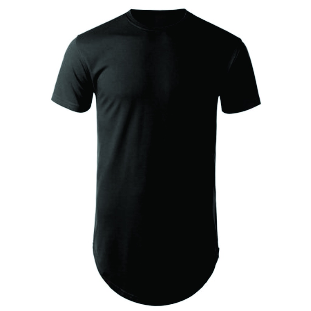 Camiseta Masculina Long Line Preta Básica Lisa