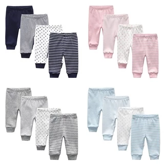 4pçs / Pacote Calça De Bebê Recém-Nascido 100% Algodão 0-12 Meses Infantil Pp