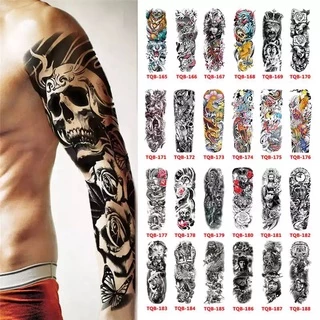 Grande Braço Manga Tatuagem Crown Leão Lobo Rose Crânio Tatuagem Temporária Falso Tatuagem Temporária Etiqueta Da Arte Do Corpo Das Mulheres Dos Homens