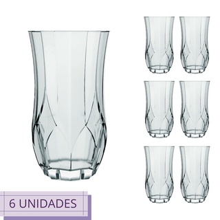 Jogo 12 Copos Chiques 300ml Oca Drinks Vidro Agua E Suco