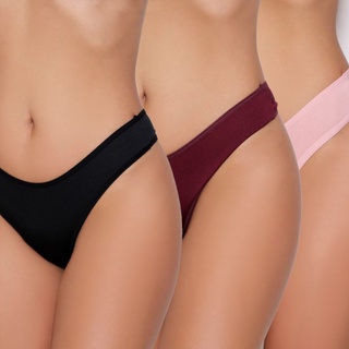 Calcinha/Lisa/Estampada/ kit com 3 unidades/forro 100%algodão/lateral confortável/roupa feminina/lingerie