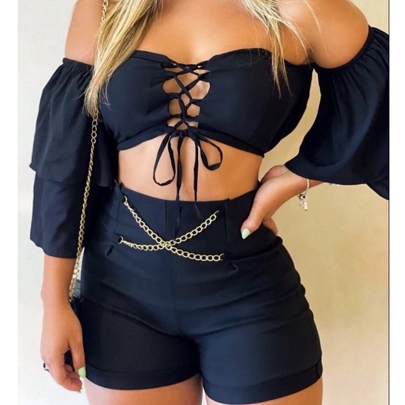 Conjunto de roupa hot sale cropped e short