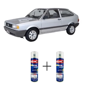 Tinta Spray Automotiva Prata Lunar VW 300ml + Spray Verniz 300ml