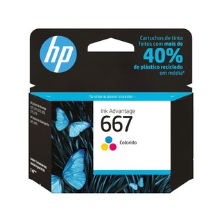 Cartucho de Tinta Original HP 667 Colorido, qualidade fotográfica