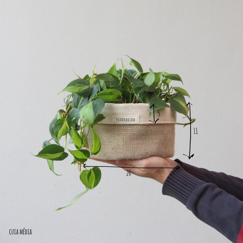 Médio - D:20cm X A:11cm - Cachepô / Vaso / Cesto / cuia Dupla Face de tecido