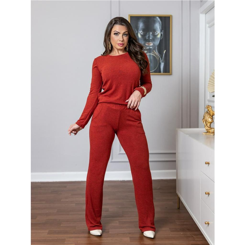 Conjunto Feminino Calça e Blusa Lãzinha Select Vermelho