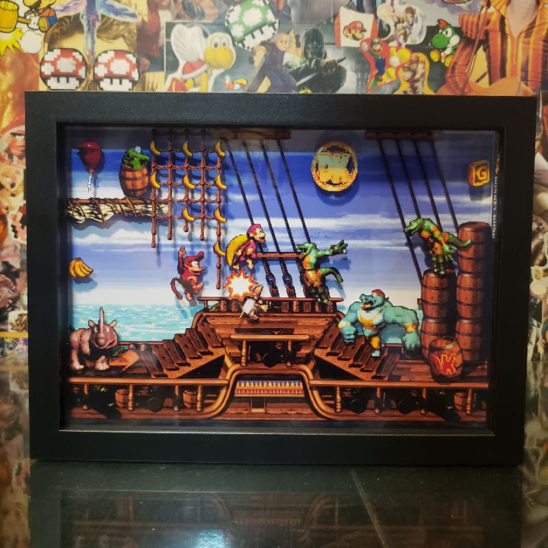 Quadro 3d Diorama Retrô Donkey Kong Country 2