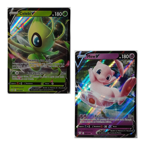 Carta Pokemon Lendarios Celebi V E Mew V +50 Cartas Original