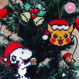 Enfeites de Natal em Pixel Art - Pikachu, Snoopy e Sinos de Natal