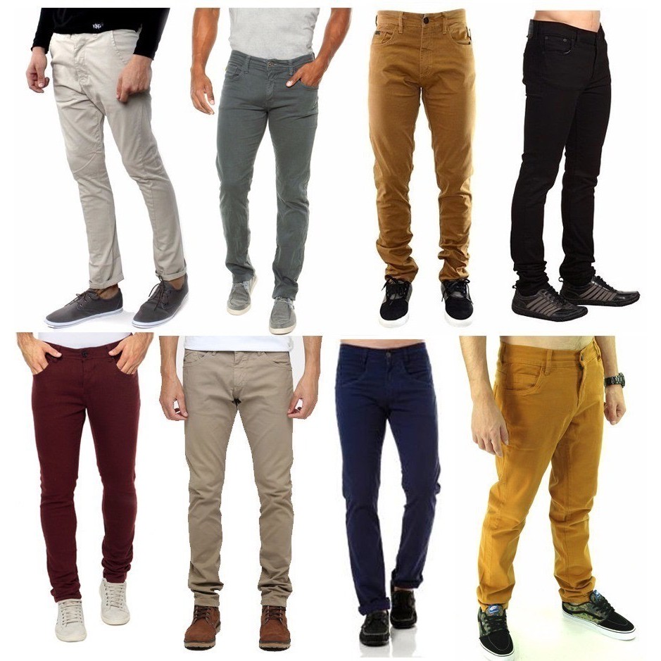 Calça sarja sales colorida masculina