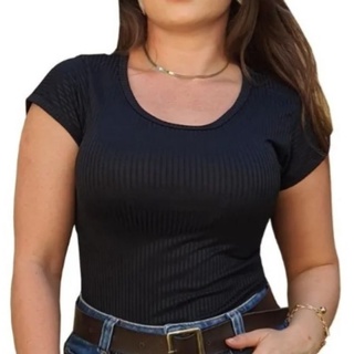 Blusa Feminina Manga Curta Preto - AMMU TSHIRT