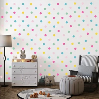 kit Adesivos de Parede Decorativo Bolinhas Coloridas Quarto Bebê 5cm papel de parede