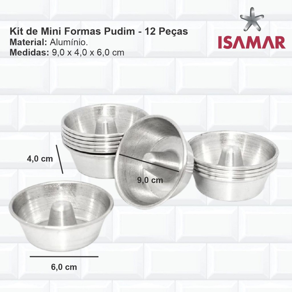 Jogo Kit 6 Pç Forma Mini Bolo Torta Suíça N3 9x4 Cm - ISAMAR