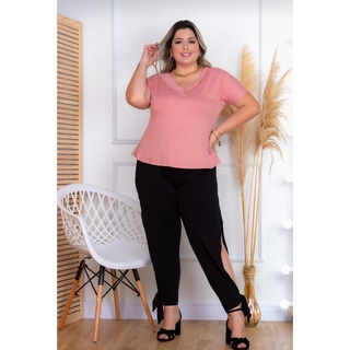 Blusa Preta Viscolycra Manga Curta com Renda Plus Size., Blusa Feminina Use  Criativa Nunca Usado 86372107