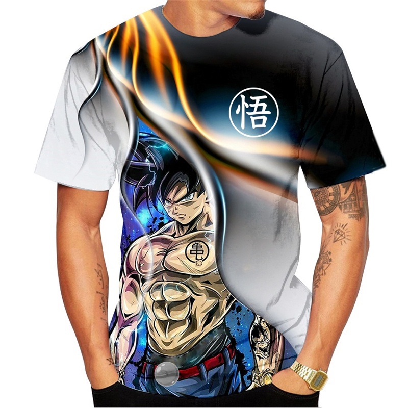 Kit 2pçs Camisetas Dragon Ball Z Goku Little e Vegeta Azul 100% Algodão  30.1 Penteado Desenho Alta Definição e Cores