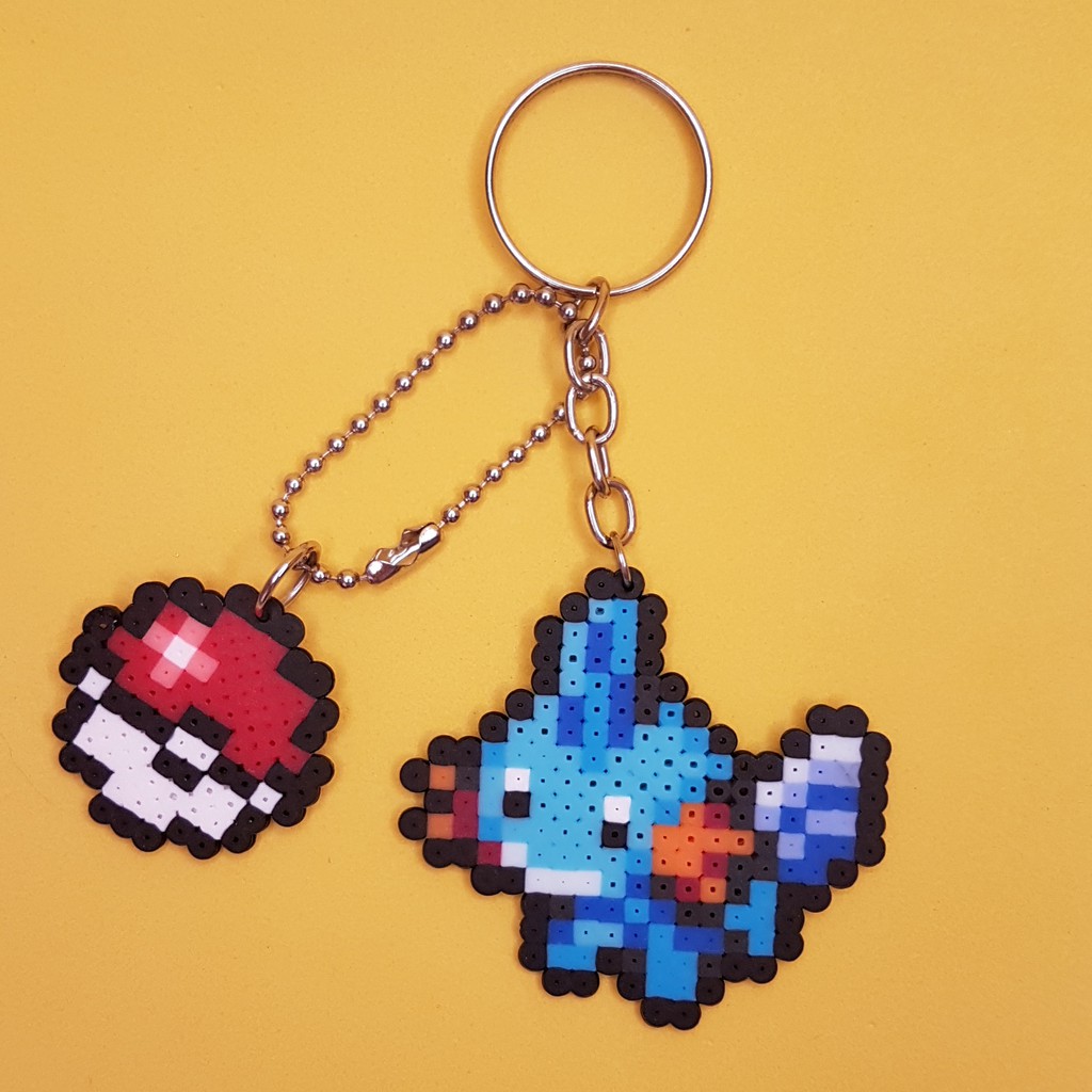 Chaveiro Mudkip - Pokémon - Pixel Art/ Pixel Arte/ Perler Beads