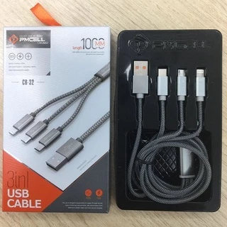 Cabo Usb Carregador Turbo 3 Em 1 Micro Usb Tipo C E iPhone E V8 1M