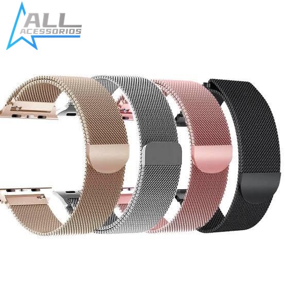Pulseira Milanese Aço Metal Magnetico Fecho 38mm 40mm 42mm 44mm Apple Watch X7 X8 T500 Iwo 12 13 16 Top