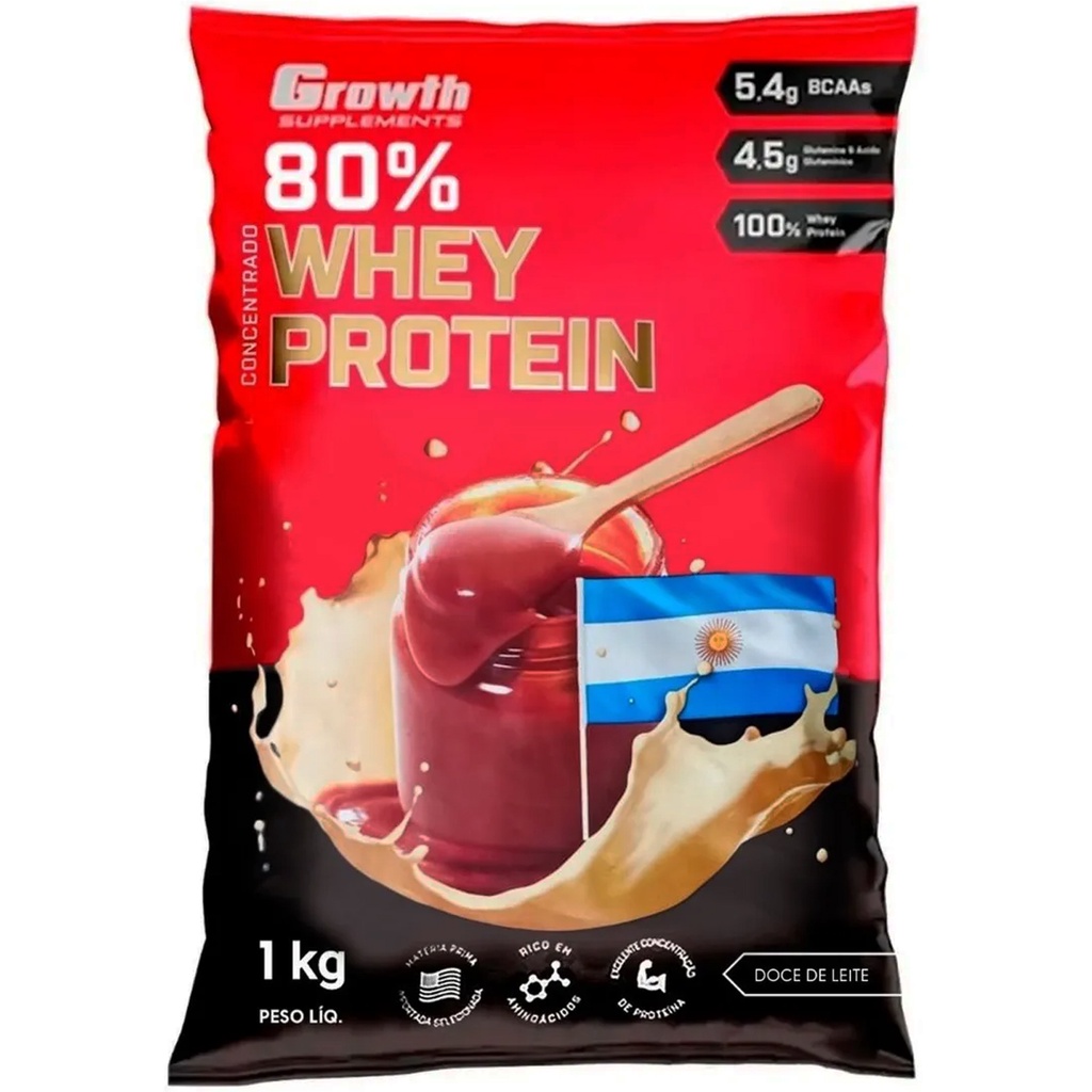 Whey Doce De Leite proteina 80% Proteína Concentrado 1Kg Growth Suplementos Original