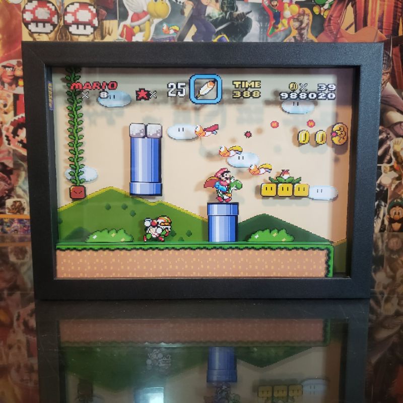 Oficina de quadros - Quadro diorama Mario bros 3D Peça única