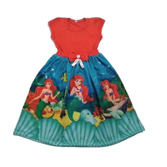 Roupa para Boneca de Pano tema pequena sereia Ariel - Vestido