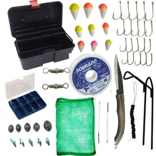 Kit de pesca completo 80 unidades caixa com acessórios