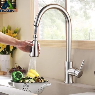 Torneira Gourmet de Cozinha Misturador Monocomando, Com Extensor Articulável e Flexível, Aço Inox Fosco