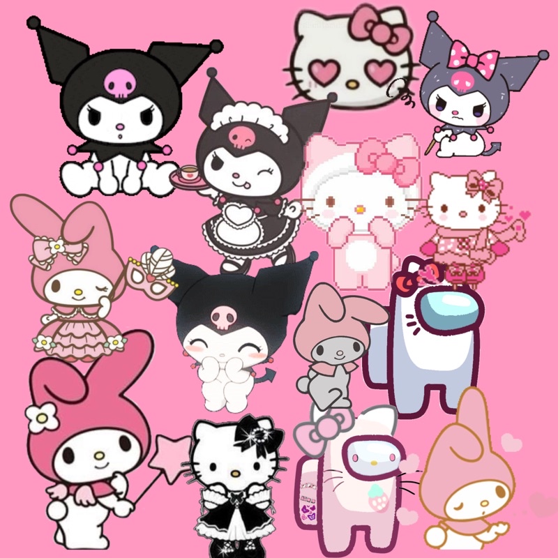 Adesivos My Melody fofos Sanrio Kawaii Kuromi 50 peças de adesivos