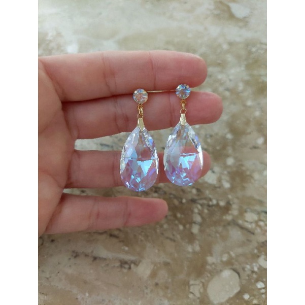 Conjunto Coração Swarovski Aurora Boreal Em Prata 925