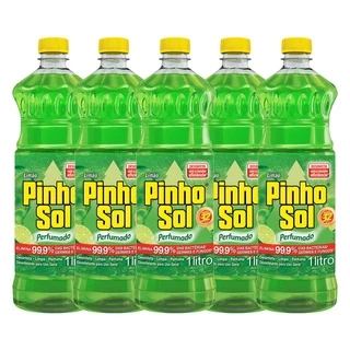 Kit Desinfetante Pinho Sol Limão 1l com 5 unidades em Oferta na Shopee