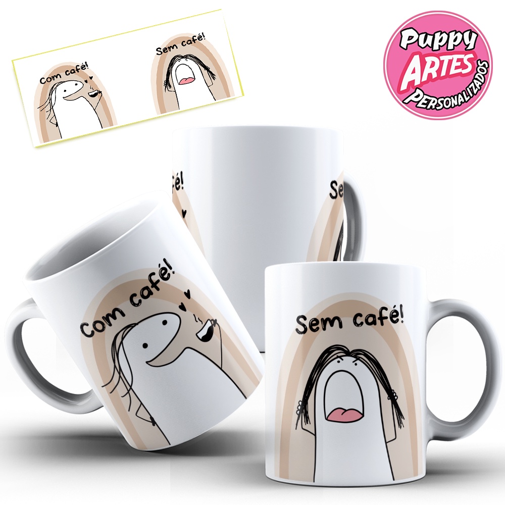 Caneca Flork Meme Com Café, Sem Café