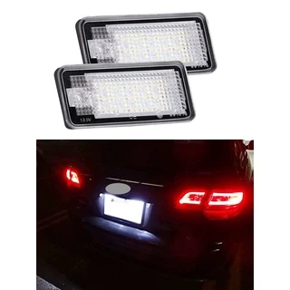 2pcs luz da placa de licença do carro para Audi A3 A4 A6 A8 S6 Q7 RS4 RS6 Plus sem erros 3W 18 LED branco traseiro luzes da etiqueta de licença Substituição direta da lâmpada da placa do número traseira