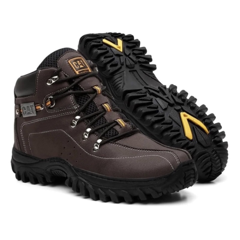 Bota Masculina CAT Caterpillar 090 Couro Legítimo Amarelo Cúrcuma