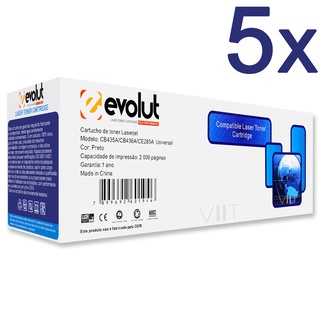 Kit 5 Toner Compatível 35A 36A 85A Evolut c/ NF P1005 P1006 M1120 mfp M1522 mfp P1505 P1505n P1102 P1102w M1132 M1212