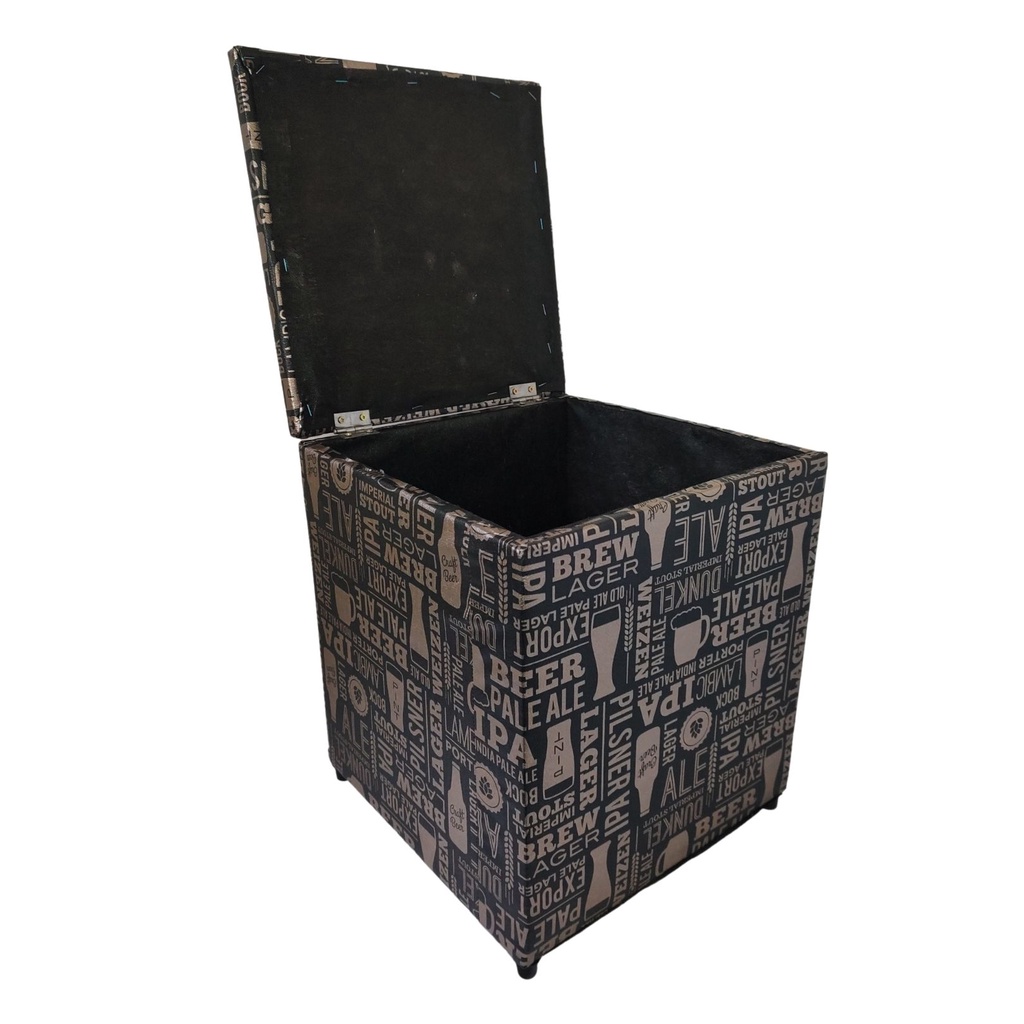 Puff Baú Decorativo Escritório Porta Objetos Quadrado Promoção
