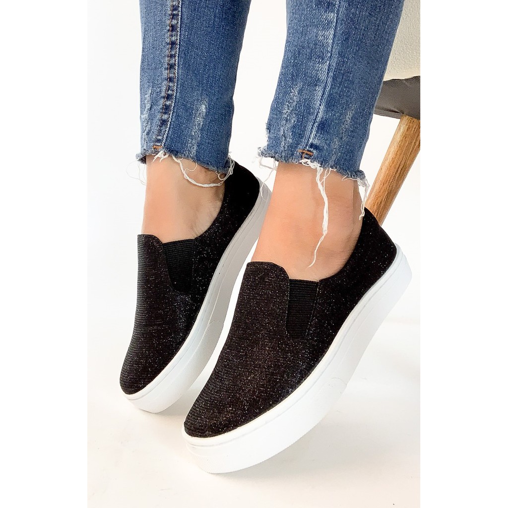 Slip on sales preto glitter