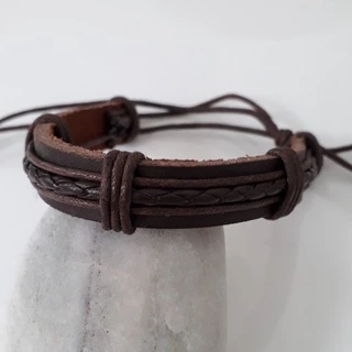 Pulseiras Masculino Couro legitimo e cordão encerado pulseira premium bussola + diversos temas