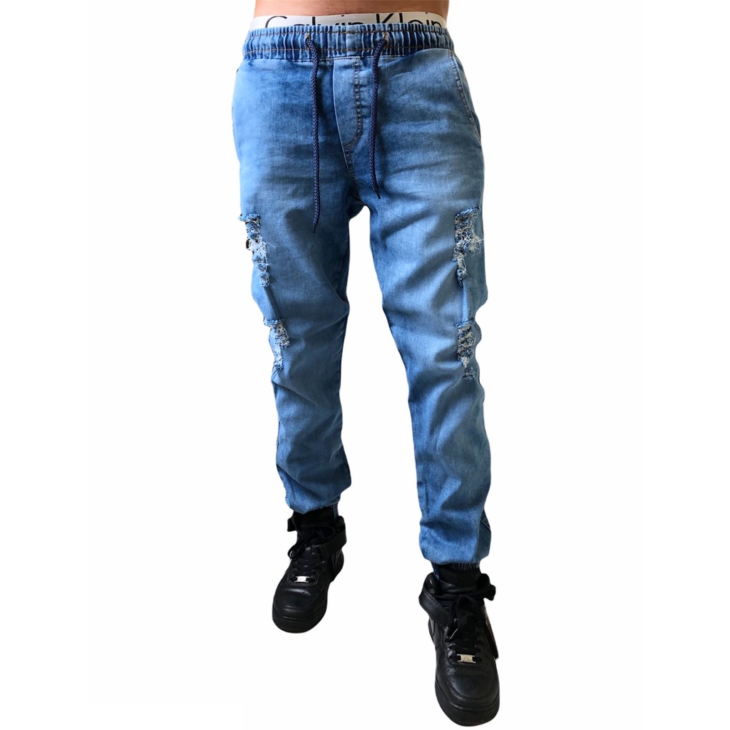 Calça jeans best sale masculina elastico